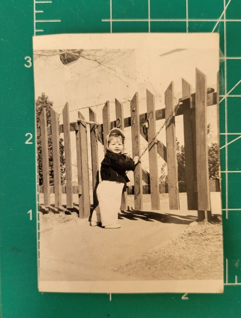 Vintage found 1955 B & W PHOTO Little Girl by Pickett Fence Black and White